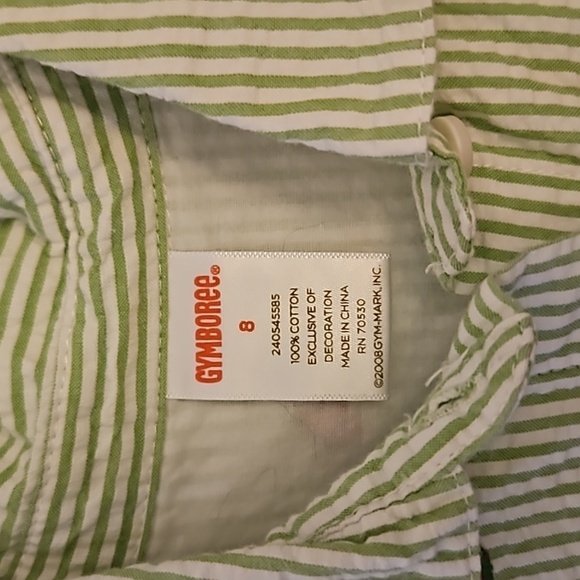 3/$30 GYMBOREE Green Striped Embroidered Watermelon Sleeveless Jumper Dress - Picture 4 of 5